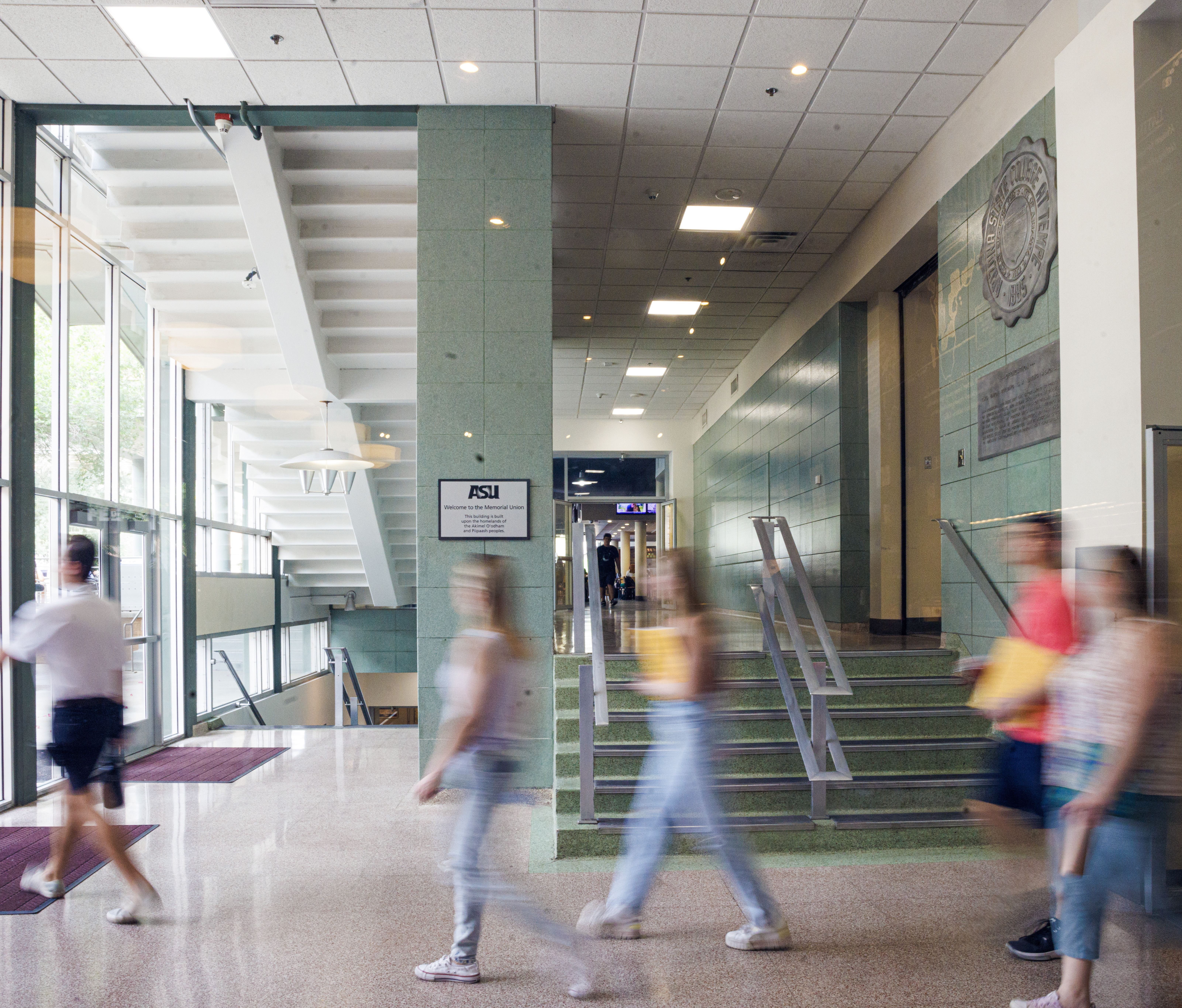 Students walking in ASU building