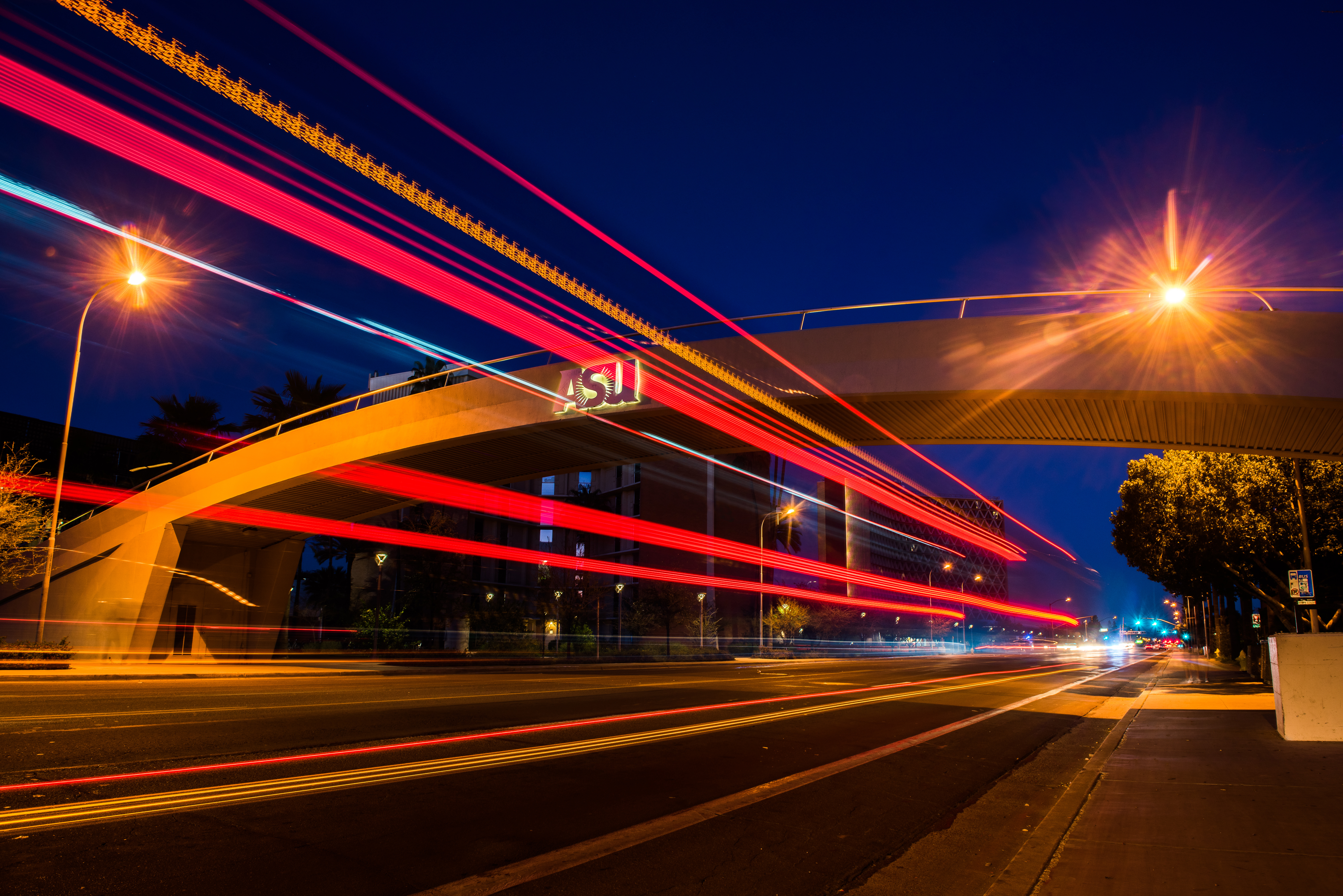 ASU campus road at night